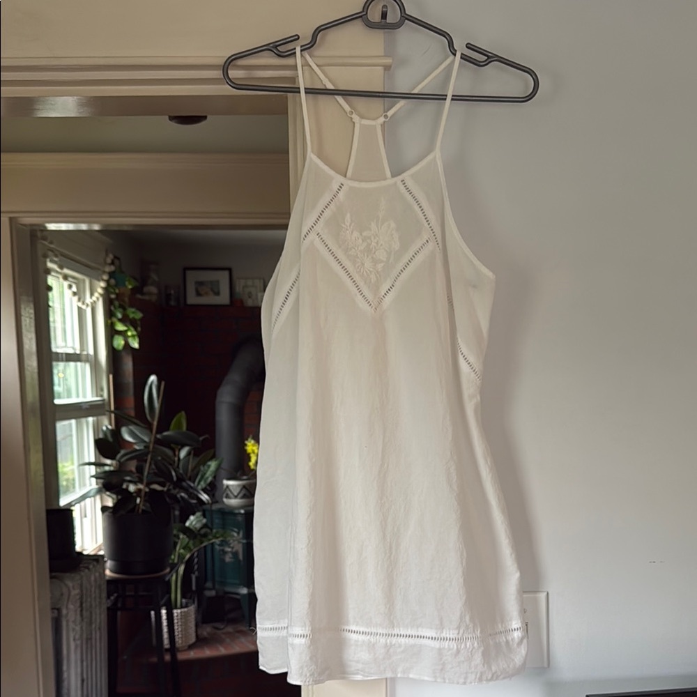 Vintage cotton embroidered floral white night dress